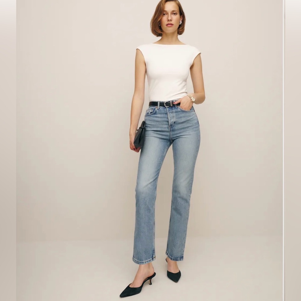 Reformation Cynthia Light Blue Straight Leg Jeans